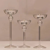YICKYUE - European High Footed Striped Candle Holder Romantic Candlelight Dinner Candle Holder Home Wedding Party Decoration Ornament