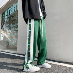Hearujoy Men's Sweatpants Hip-hop Straight Goth Trousers Man Sweat Pants Summer Korean Style Elastic Athletic Baggy Flated Casual Vintage
