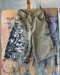 HEARUJOY - High Street Fashion Brand High Waist Washed Denim Shorts Women Y2k American Hip Hop Rock Fashion Graffiti Oversized Shorts Men