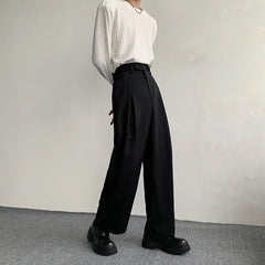 HEARUJOY - Korean Black Suit Pants Men Oversized Fashion Social Mens Dress Pants Loose Straight Wide Leg Pants Mens Office Formal Trousers