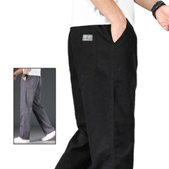 HEARUJOY - Big Size Men's Casual Cotton Pants Relaxed Fit Long Trousers Elastic Waist Drawstring Sweatpants Mens Jogger Pants Summer Spring
