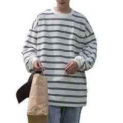 HEARUJOY - Casual Stripe Top Korean Style T-shirt Stripe Pattern Brand New Condition For Casual Wear Men Korean Style T-shirt
