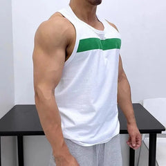 HEARUJOY - 100% Cotton Vest Men Sleeveless Sprots Slim Fit T-shirt Summer Fitness Muscles Tank Top Beach Contrast Color Tee Mens Clothing