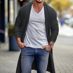 HEARUJOY - Autumn Winter Men Sweater Cardigan Clothing Fashion Windbreaker Tops Male Knit Overcoat Long Sleeve Solid Color Loose Thin Coat