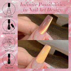 YICKYUE - 10ml Nude Gold Glitter Cat Magnetic Gel Nail Polish Gold Blue Ultra Shine Soak Off UV LED Varnish Nail Supplies