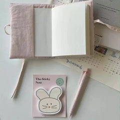 YICKYUE - Cute Pink White Cotton Fabric A6 Journal Notebook Diary Cover Ring Planners Organizer Girl Gifts Handmade