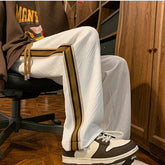 Hearujoy 2024 Spring And Summer New Trendy American Style Versatile Straight Solid Color Striped Pants Loose Casual Sports Trousers Men's