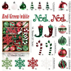 YICKYUE - 70pcs Christmas Ball Sets Christmas Tree Ornament Assorted Alien Balls Toppers Xmas Tree Arrangements Background Displays Decor