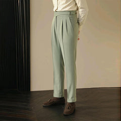 HEARUJOY - Men's Light Luxury Fitting Well Draped Baggy Suit Pants Casual Button-down Solid Color Straight Premium Elegant Dress Pants