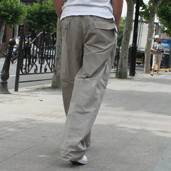 HEARUJOY - Loose Work Pants Casual Sports Trousers Cotton Multi-pocket Thin Men