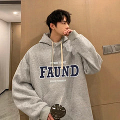 HEARUJOY - Men's Oversized Hoodie Off White Letter Print 5XL Hoodies with Hat Over size for Men Man Hoody Casual Wear Male Sweatshirt