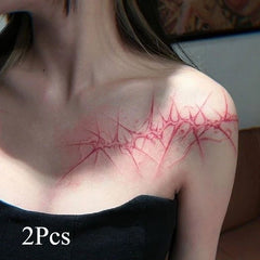 YICKYUE - Shoulder Thorn Tattoo Sticker Halloween Cosplay Punk Fake Tattoo for Woman Man Clavicle Tatuajes Temporales Faux Tatouage Femme