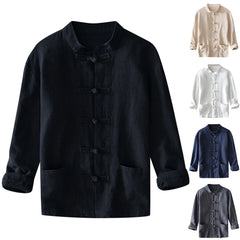 HEARUJOY - Mens Spring Summer Casual Solid Loose Long Sleeved Shirt Comfort Classic Fit Office Wear Men'S Shirt