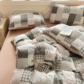 YICKYUE - Korean Bow Bedding Set Soft Washed Bed Sheet Set Twin Queen Size Duvet Cover Set No Filling With Pillowcases Bedroom Decor