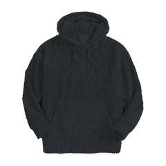 HEARUJOY - MenS Thickened Corduroy Long Sleeve Solid Color Kangaroo Pocket Drop Shoulder Hooded Sweatshirt With Cozy Fit And Stylish Design