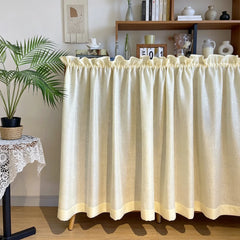 YICKYUE - Cream Linen Semi Sheer Cabinet Curtains, Rod Pocket Ruffled Top Cupboard Shelf Cover Valance for Kitchen Home Decor