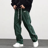 HEARUJOY - Men's New Woven Trousers High Street Trend Retro Casual Cuff Long Pants