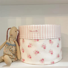 YICKYUE - Cute girl heart fabric storage basket desktop kitchen clutter fruit toys cosmetics storage basket floral countryside style