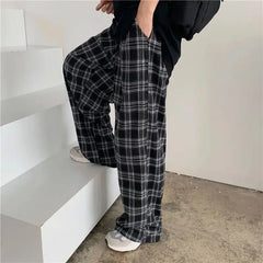 HEARUJOY - Men's Summer Winter Plaid Casual Straight Trousers S3XL Youthful Vitali Sle Eighteen Pants Straight Leg Fit Loose