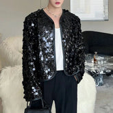 HEARUJOY - Mens Jacket Sequin Ballroom Shiny Jacket Streetwear Fashion Nightclub Stage Performance Long Sleeve Top Men'S Clothing 2025 New