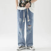 Hearujoy New Men Baggy Ripped Jeansripped Trousers Hip Hop New Mens Loose Jeans Neutral Pants Solid Color Women Oversized Straight Jeans