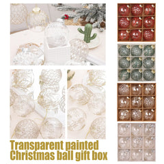YICKYUE - 9pcs Transparent Painted Christmas Balls Plastic PET Anti Drop Ball Set Christmas Tree Pendants Party DIY Hanging Decorations