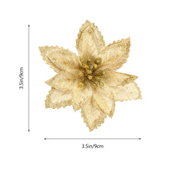 YICKYUE - 24Pcs Artificial Glittery Flower Craft for Christmas Tree Flower Prop Festive Decorations Photo Backdrop and Indoor Party Setup