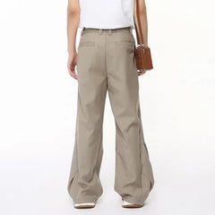 Hearujoy Niche Style Men's Suit Pants Oblique Fold Straight Summer Male Loose Trousers Wide Leg Casual Bottom Tide 9C6381