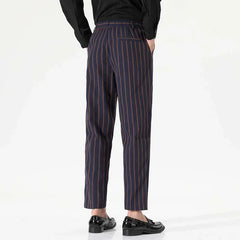HEARUJOY - Men's Spring and Fall New Fashion Striped Business Casual Nine Straight Leg Suit Pants