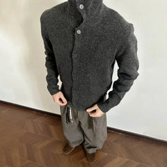 HEARUJOY - Autumn Men's Solid Color Cardigan Long-Sleeved Sweater Japanese Retro Fashion Trend Street Loose Casual Niche Men's Tops
