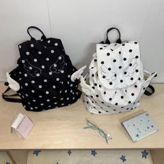 YICKYUE - Retro Japanese Style Polka Dot Flash Diamond Angel's Wings Backpack Lightweight Foldable Style Cute Schoolbag Nylon Backpack