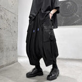 HEARUJOY - Mens Casual Big Pocket Cargo Pants Genderless Fashion Sports Dark Style Drawstring Loose Simple Streetwear Unisex
