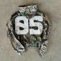 Hearujoy European and American Retro Camouflage Embroidered Letter Zipper Hoodies Men Women Street Hip-hop Hoodie Y2K Loose Harajuku Tops