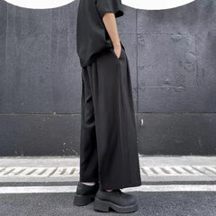 HEARUJOY - Dark Gothic Plain Skirt Pants Genderless Spring Y2k Japanese Streetwear Daily Comfortable Samurai Pants Hakama Unisex