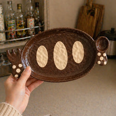 YICKYUE - Retro Ceramic Storage Decorative Tray Dessert Plate Storage Organizer Living Room Decorative Tray For Fruit Cakes