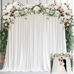 YICKYUE - White Backdrop Curtains For Parties - White Wedding Backdrop For Baby Shower Birthday Photo Home Party Curtains Backdrop 1 Panel