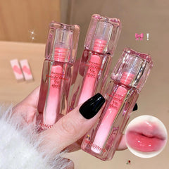 YICKYUE - Water Gloss Mirror Lip Glaze Moisturizing Plump Lips Tinted Not Easy To Stick To The Cup Red Lipstick Liquid Long-Lasting Makeup