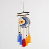 YICKYUE - Wooden Beads Dream Catcher Net Tree Branches Hand Woven Tapestry Moon Sun Wall Blanket Covered Pipeline Vintage Art Pendant 1pcs