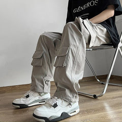 Hearujoy Parachute Cargo Pants for Men Quick Drying Casual Techwear Black Trousers Male Big Size Summer Streetwear Hip Hop Pocket