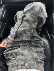 Hearujoy Retro High Street Loose Wide Legs Camouflage Overalls Women New High Waist Slouchy Straight Baggy Jeans Women Streetwear