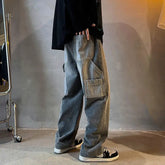 Hearujoy Punk Hip Hop Baggy Straight Man Cowboy Pants Men's Jeans with Pockets Grunge Y2k Trousers High Quality Luxury Loose Regular Xs L