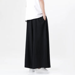 HEARUJOY - Chinese Style Harajuku Linen Cotton Linen Pants Man Japanese Kimono Pants Male Streetwear Summer Retro Wide-Leg Trousers