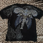 Hearujoy American New Double-Sided Oversized Printed T-shirt Y2K Retro Gothic Pure Cotton Short Sleeve Men Street Hip-Hop Trend Loose Top