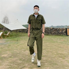 HEARUJOY - Male Shirts Trousers Sets Plain Green Men's Pants Set Essential Luxury Fashion Man 2025 Loose Kpop Novelty in Trends Costumes