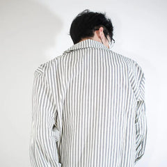 HEARUJOY - Long Sleeved Shirt Men Fashion Society Mens White Dress Shirt Korean Loose Blue Striped Shirt Mens Double Breasted Casual Shirt