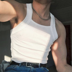 Hearujoy 2024 Fashion Men Tank Tops Solid O-neck Sleeveless Skinny Tops Tees Vacation Casual Vests Streetwear Men Sexy Fitness Camisole