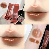 YICKYUE - Chocolate Brown Plumping Lip Gloss Watery Crystal Jelly Lip Gloss Moisturizing Glass Lip Tint Soft Tube Makeup Applicator Beauty
