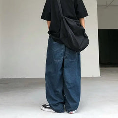 Hearujoy New Streetwear Patchwork Jeans Cargo Pants Loose Plus Size Wide Leg Pants Harajuku Casual Denim Pants Men Clothing Y2K