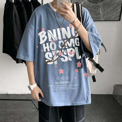 HEARUJOY - Men's CottonT-shirt Letters Mens Summer T Shirts White Fashion 5XL Oversized Tee Shirts Casual Tshirt for Man