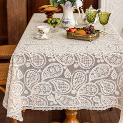 YICKYUE - French Pastoral Style Tablecloth Embroidery Cotton Minimalist Tablecloth Garden Table Decorative Cloth Picnic Cloth For Outing